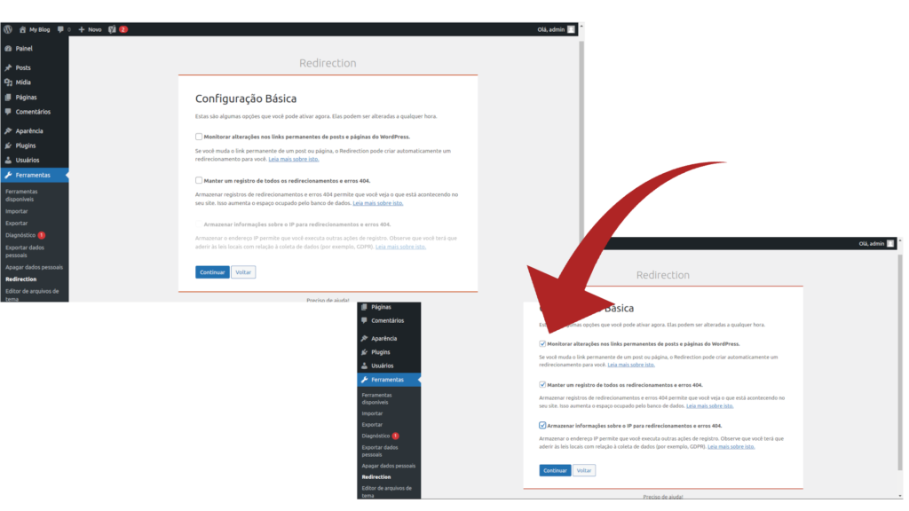 finalização configuração do plugin
