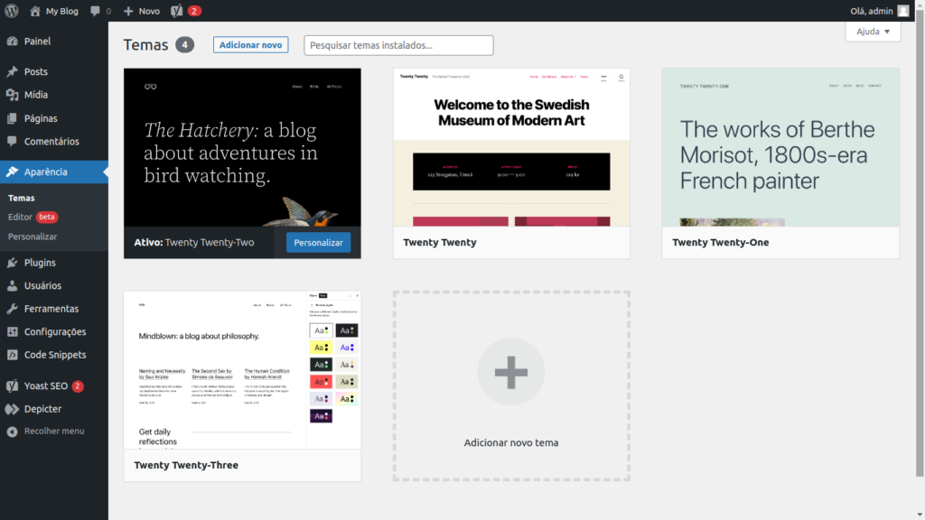Woocommerce no WordPress tela inicial