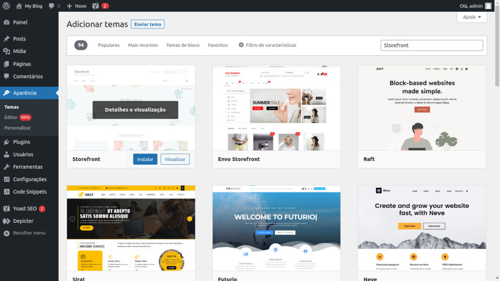  tela instalar de tema